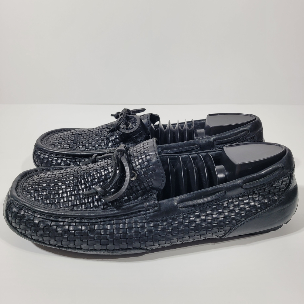 UGG Men’s Black Woven Leather Slip-On Loafers - Picture 3 of 16